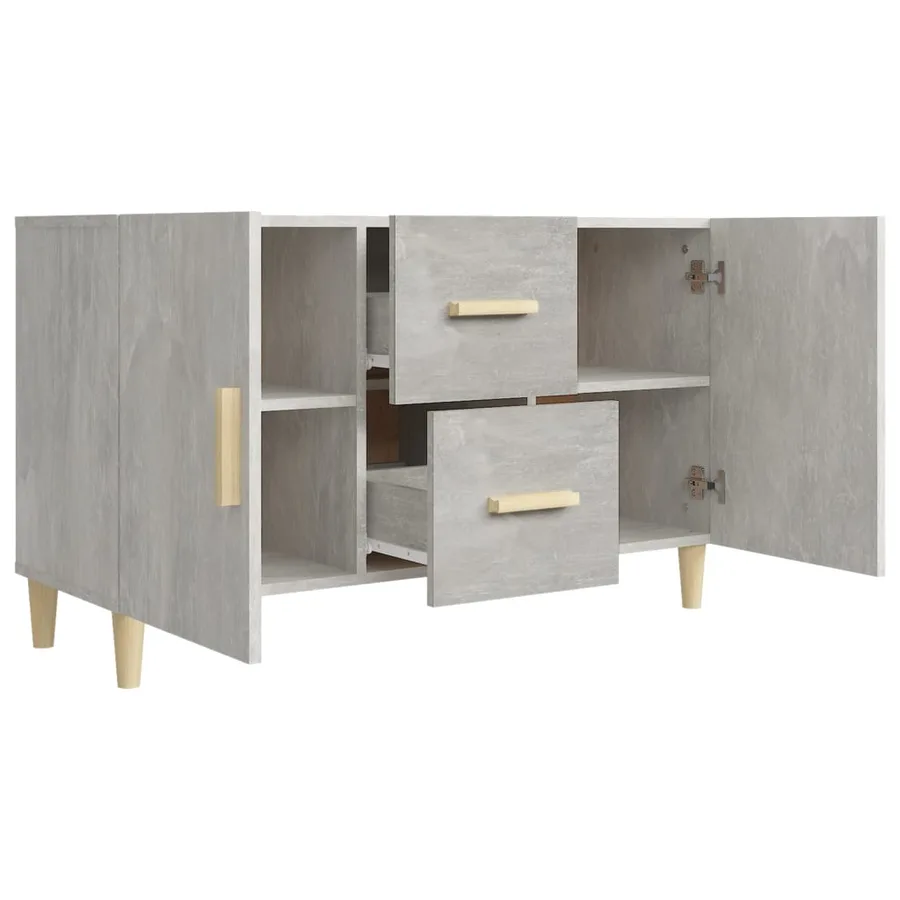 Buffet gris béton 100x36x60 cm bois d'ingénierie - 5