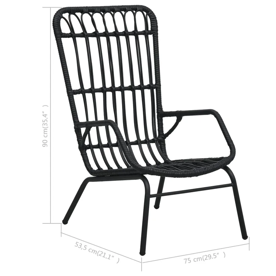 Chaise de jardin Résine tressée Noir - 7