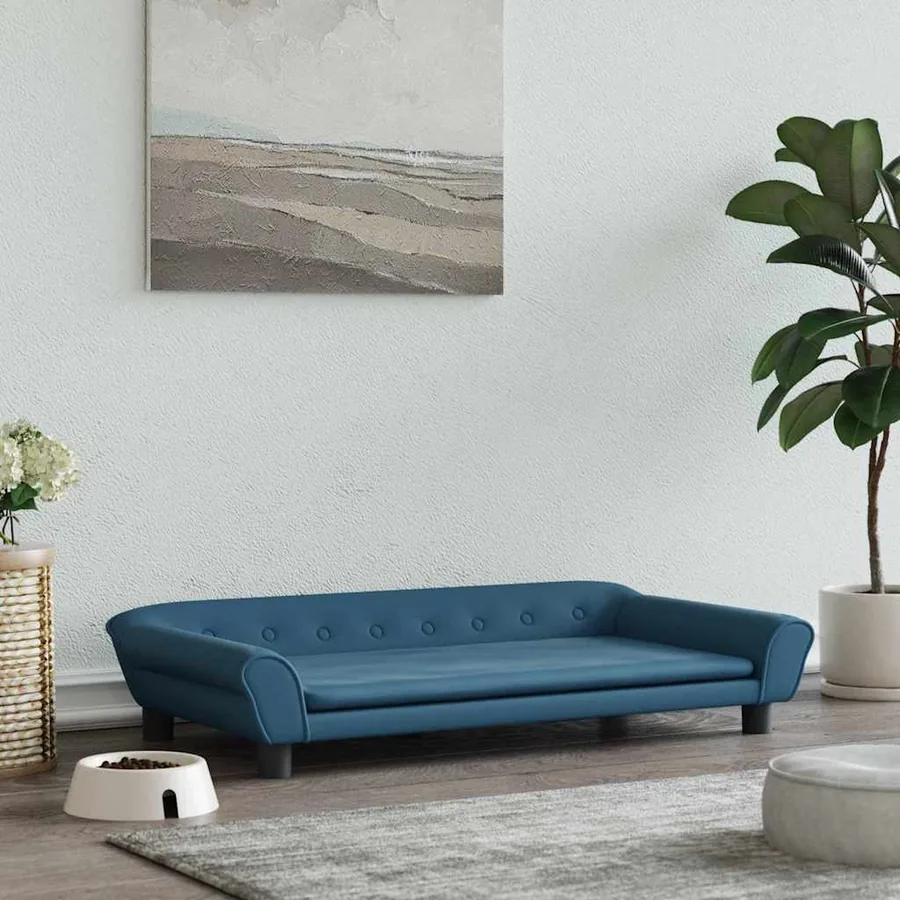 Lit pour chien bleu 100x50x21 cm velours