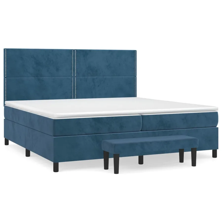 Sommier à lattes de lit et matelas Bleu foncé 200x200cm Velours - 2