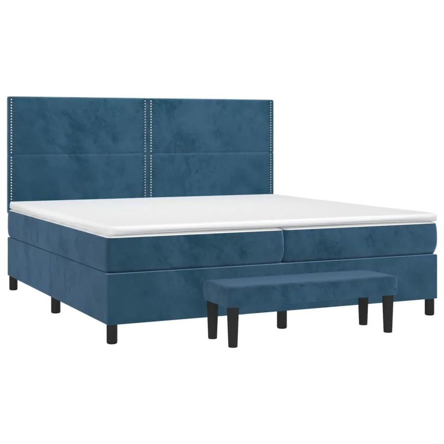 Sommier à lattes de lit et matelas Bleu foncé 200x200cm Velours - 3