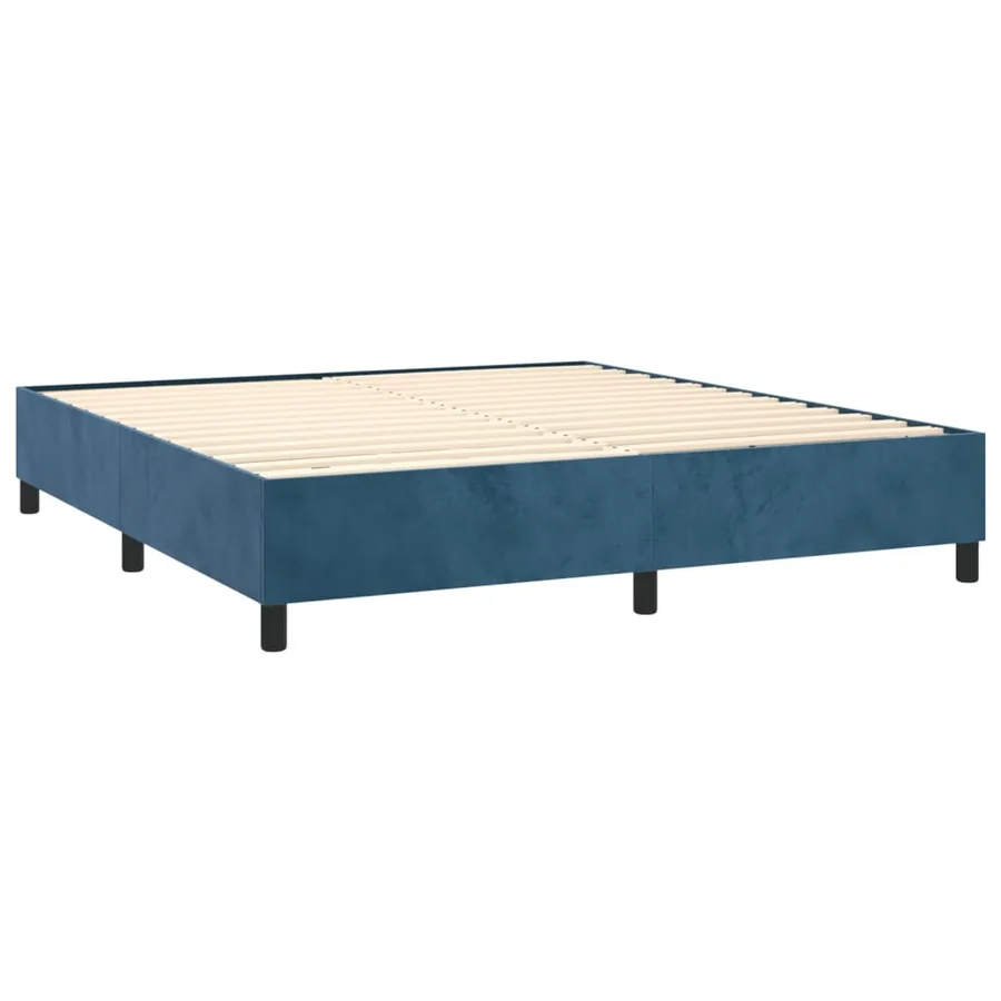 Sommier à lattes de lit et matelas Bleu foncé 200x200cm Velours - 4