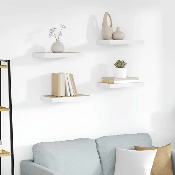 Étagères flottantes 4 pcs chêne et blanc 50x23,5x3,8 cm MDF