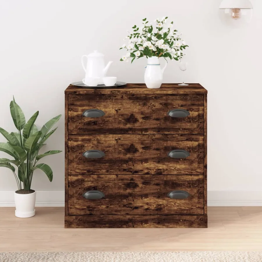 Buffet chêne fumé 70x35,5x67,5 cm bois d'ingénierie