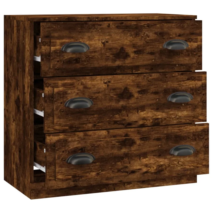 Buffet chêne fumé 70x35,5x67,5 cm bois d'ingénierie - 3