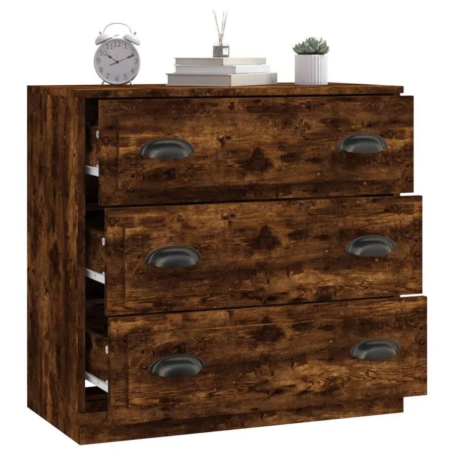 Buffet chêne fumé 70x35,5x67,5 cm bois d'ingénierie - 7