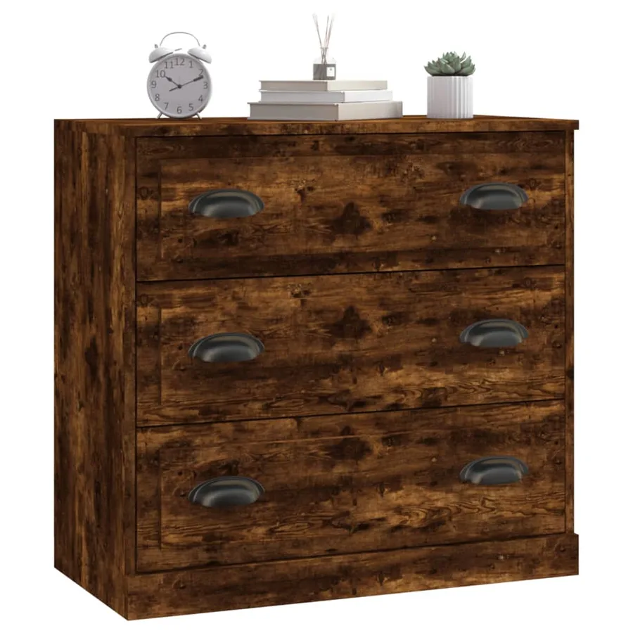 Buffet chêne fumé 70x35,5x67,5 cm bois d'ingénierie - 8