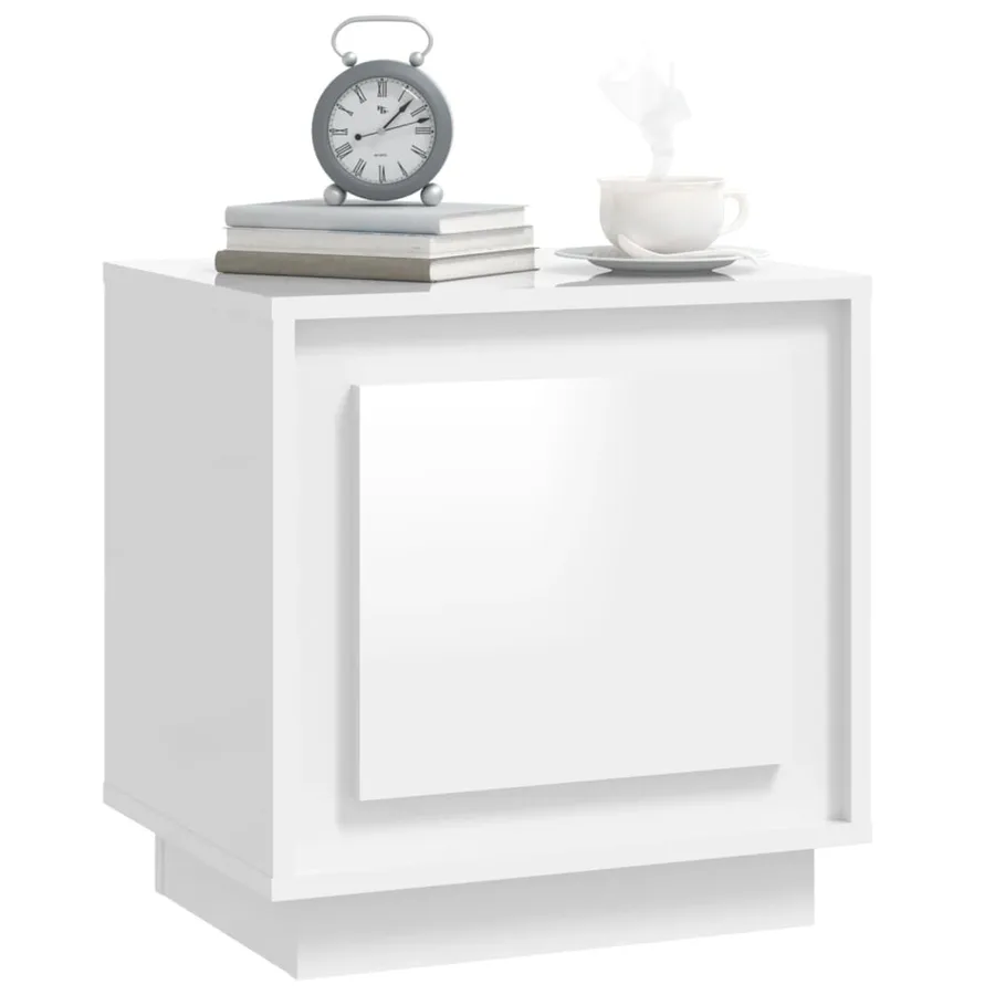 Tables de chevet 2pcs blanc brillant 44x35x45cm bois ingénierie - 4