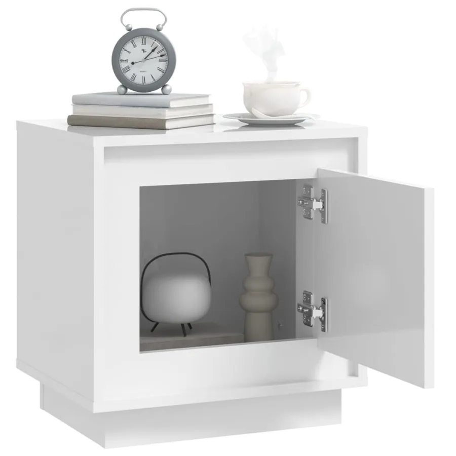 Tables de chevet 2pcs blanc brillant 44x35x45cm bois ingénierie - 5