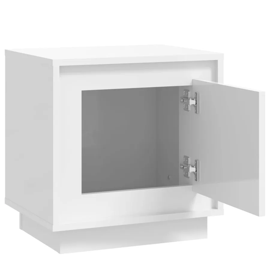 Tables de chevet 2pcs blanc brillant 44x35x45cm bois ingénierie - 6