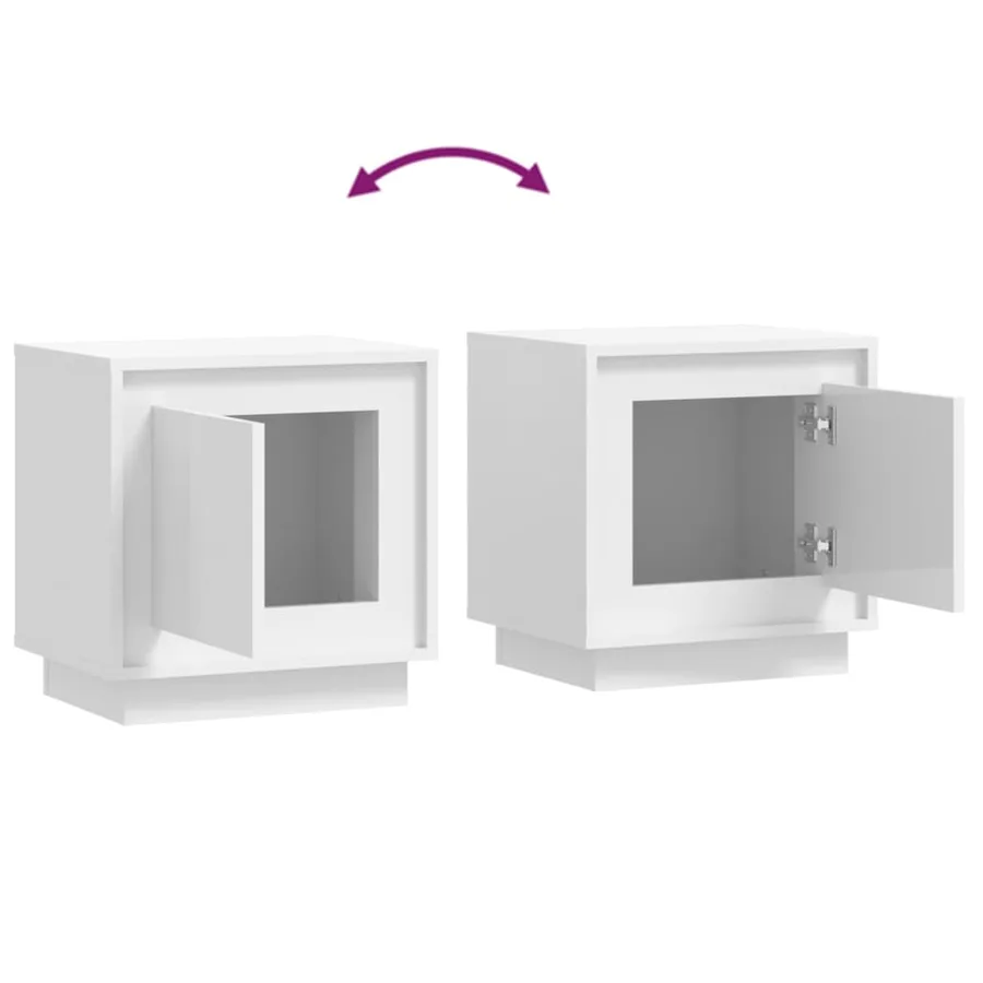 Tables de chevet 2pcs blanc brillant 44x35x45cm bois ingénierie - 9