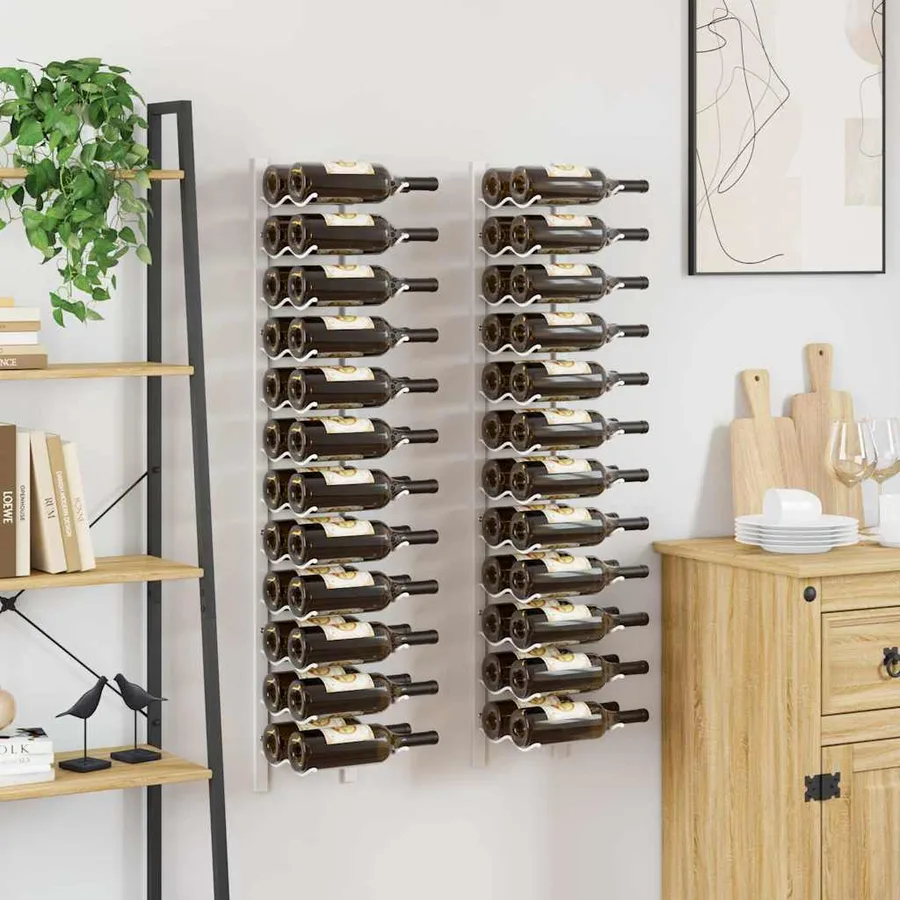 Casier à vin mural pour 24 bouteilles 2 pcs Blanc Fer - 3
