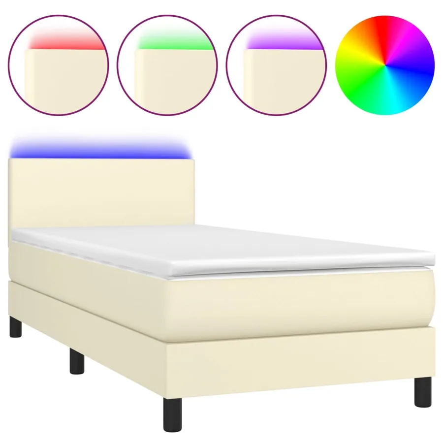 Sommier à lattes de lit avec matelas et LED Crème 80x200cm - 2