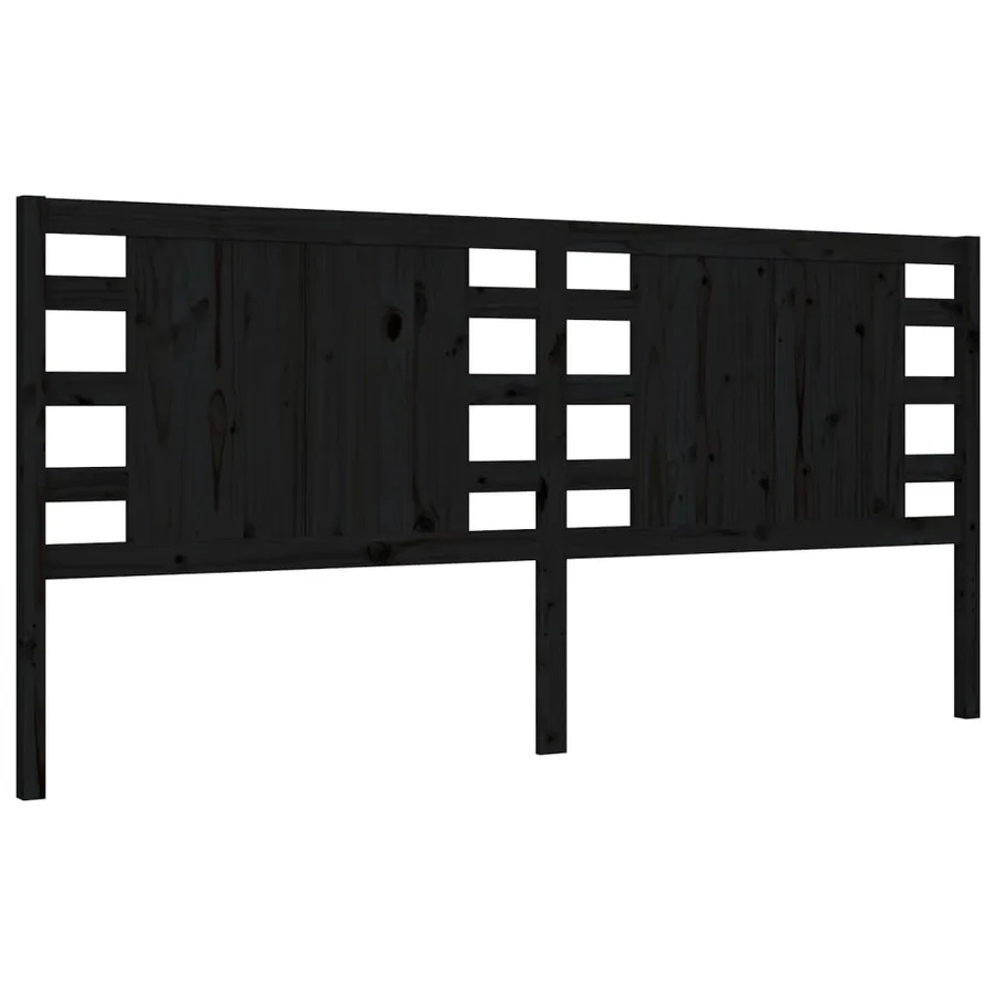 Cadre de lit sans matelas noir 200x200 cm bois massif de pin - 8