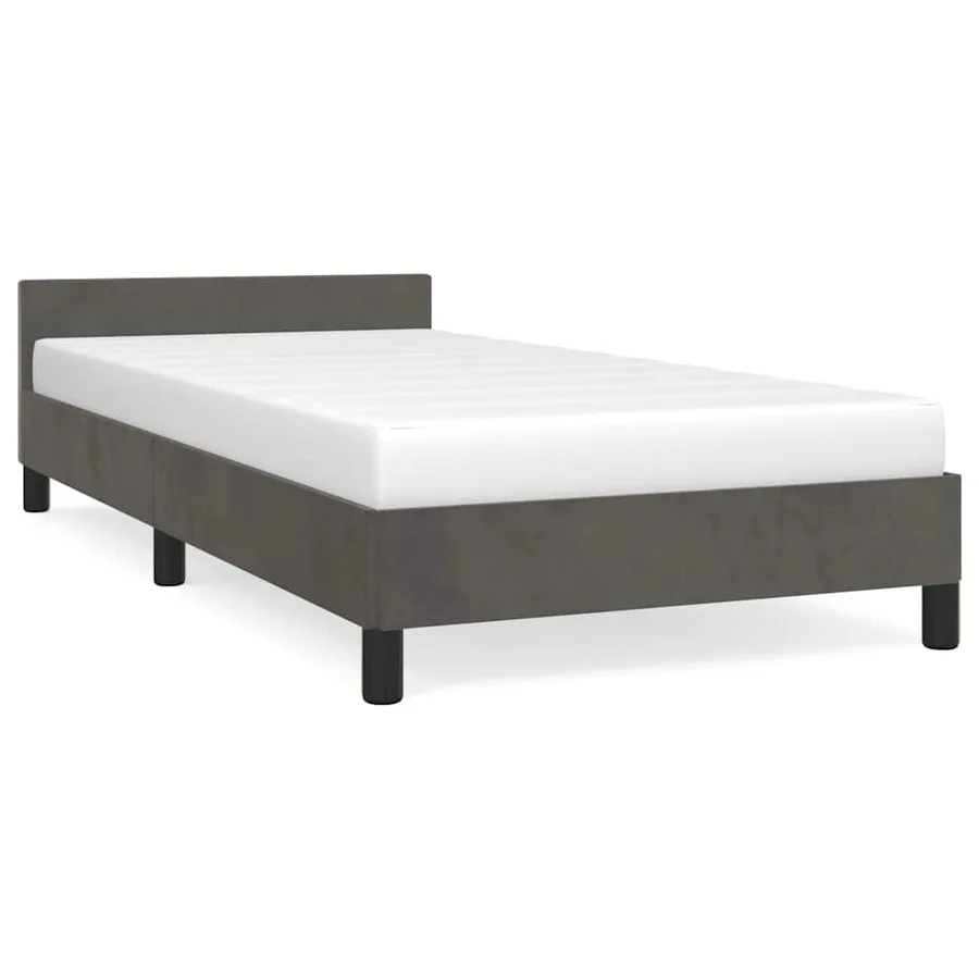 Cadre de lit sans matelas gris foncé 90x190 cm velours - 2