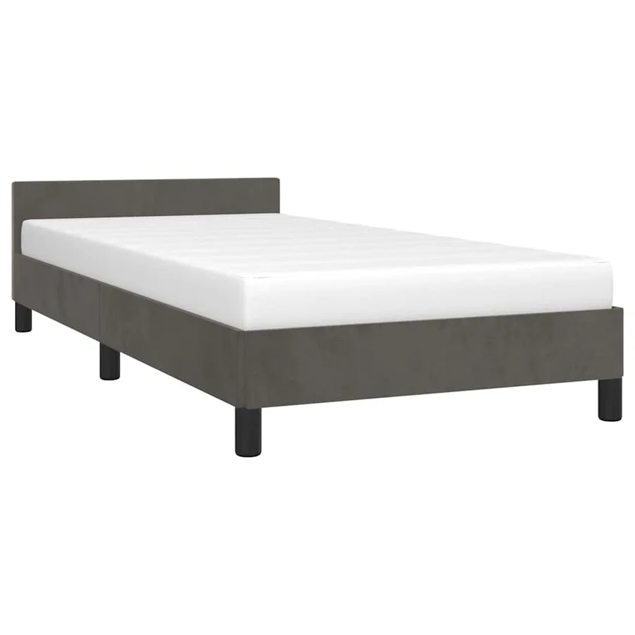 Cadre de lit sans matelas gris foncé 90x190 cm velours - 3