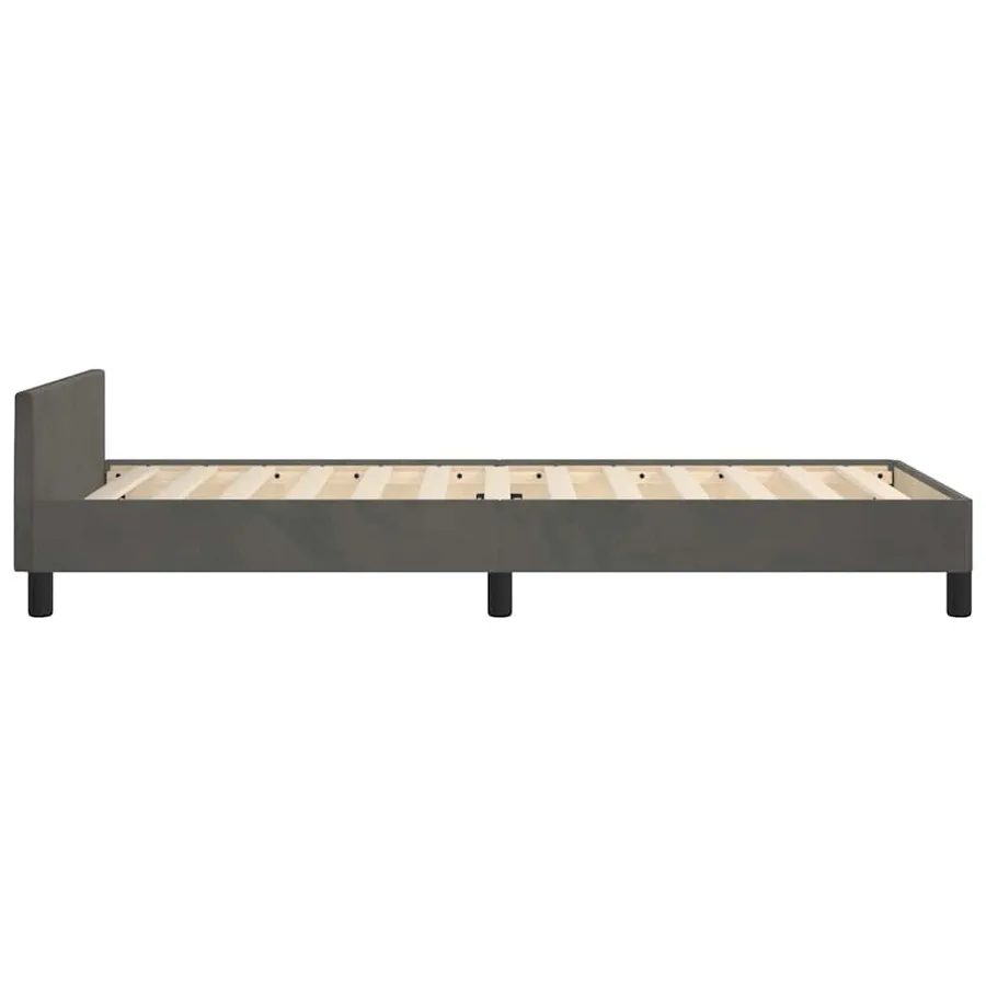 Cadre de lit sans matelas gris foncé 90x190 cm velours - 6