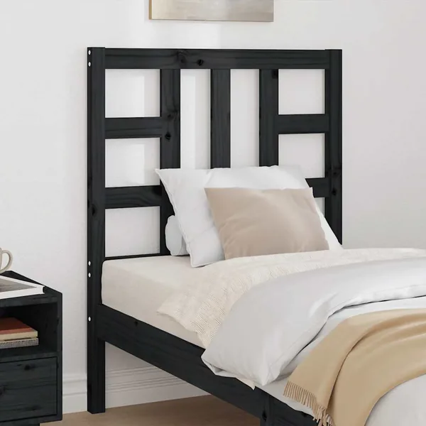 Tête de lit Noir 81x4x100 cm Bois massif de pin