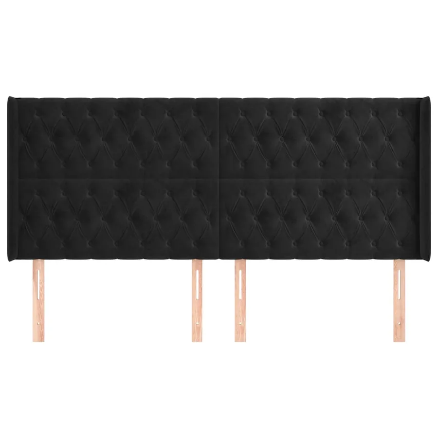 Tête de lit avec oreilles Noir 183x16x118/128 cm Velours - 3