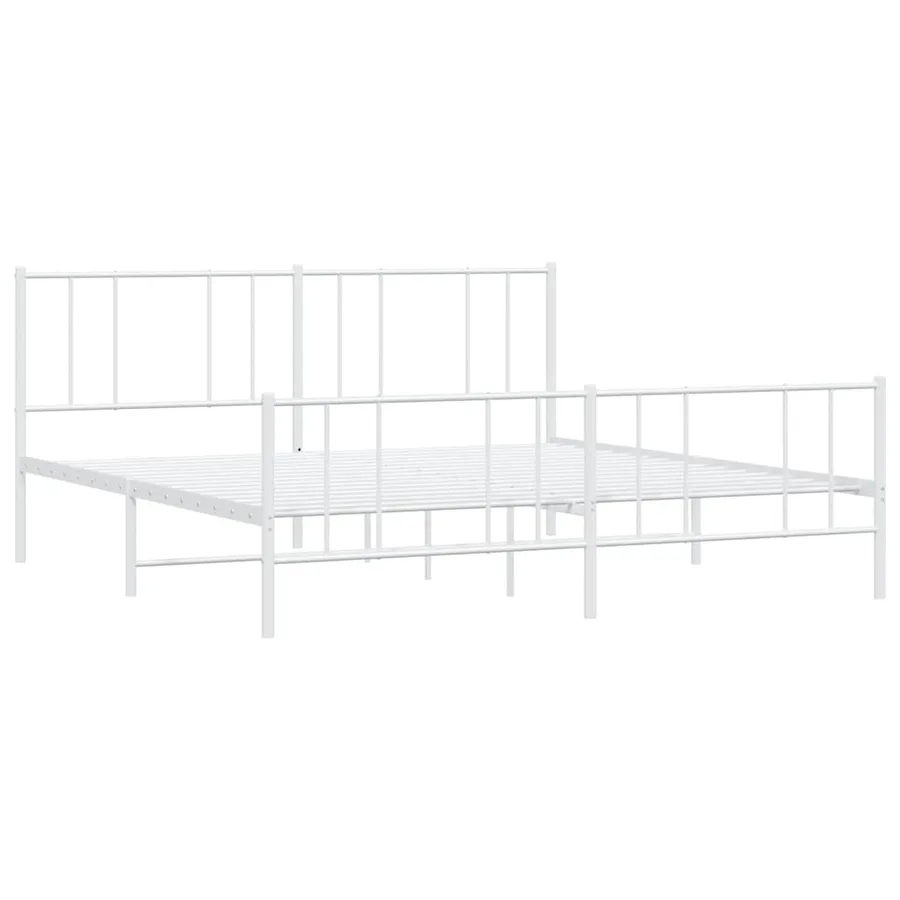 Cadre de lit métal sans matelas et pied de lit blanc 180x200 cm - 3