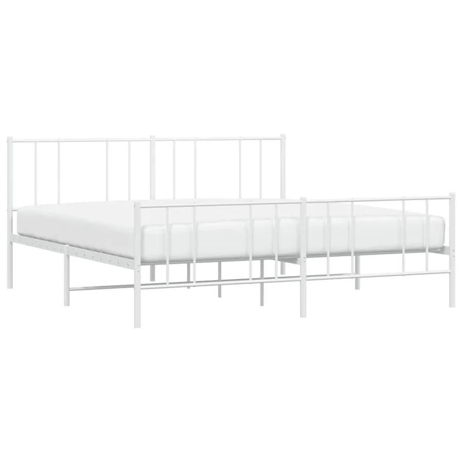 Cadre de lit métal sans matelas et pied de lit blanc 180x200 cm - 5