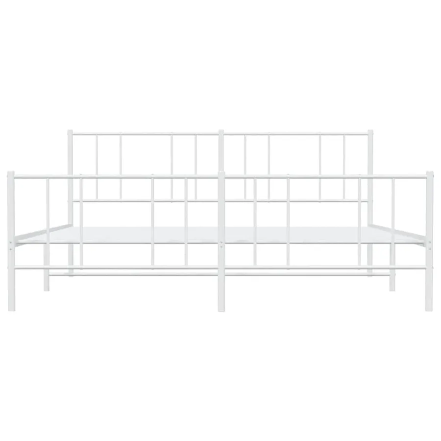 Cadre de lit métal sans matelas et pied de lit blanc 180x200 cm - 6