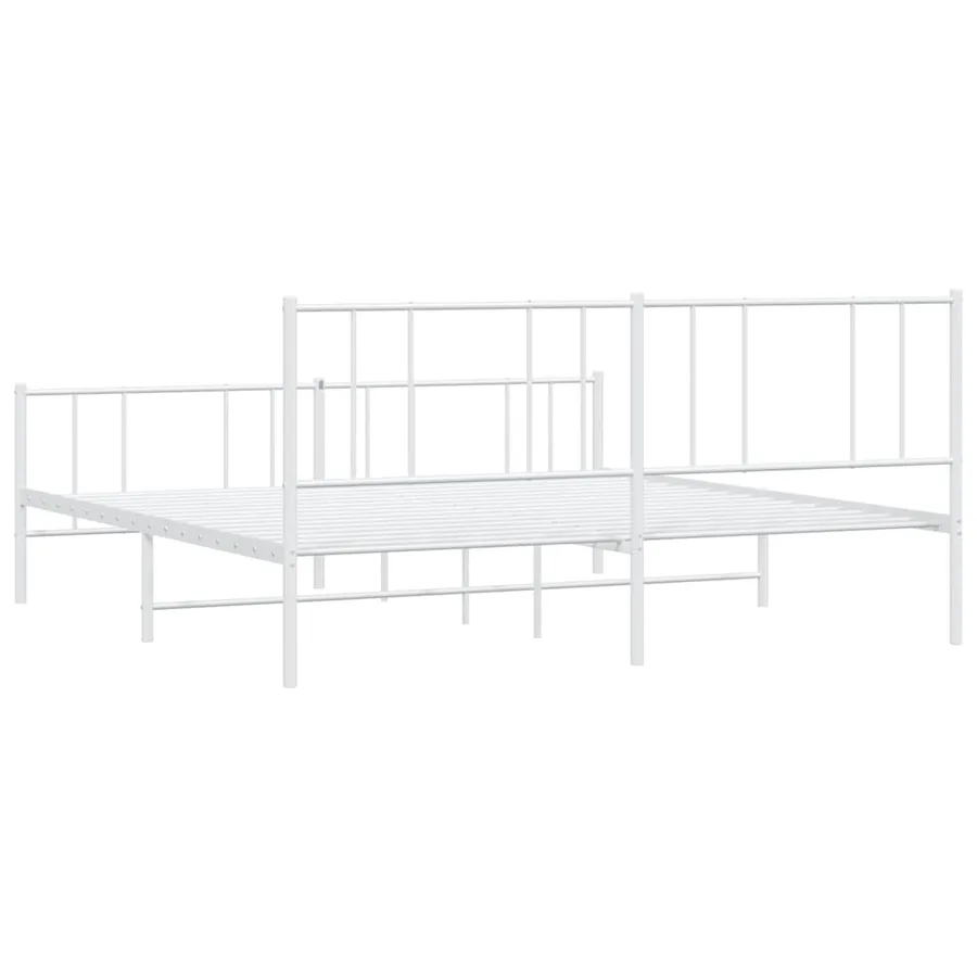 Cadre de lit métal sans matelas et pied de lit blanc 180x200 cm - 8