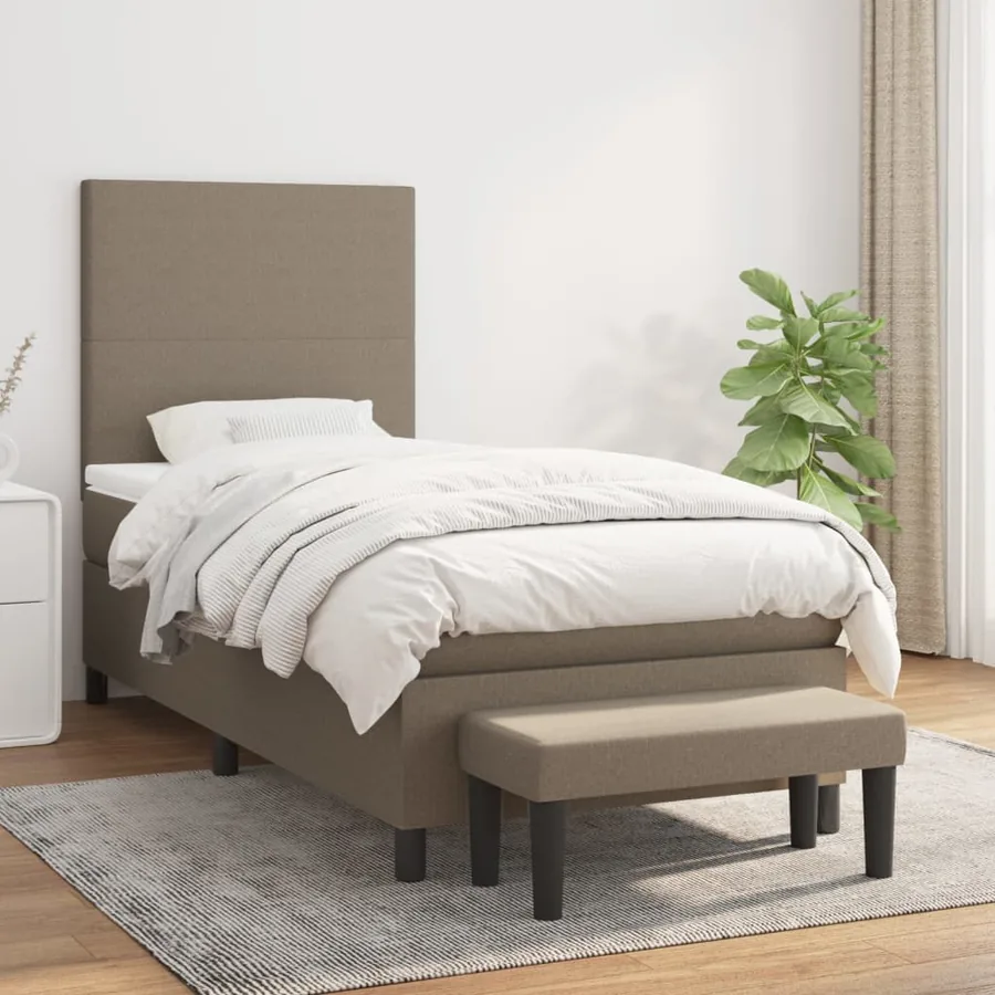 Sommier à lattes de lit avec matelas Taupe 90x190 cm Tissu