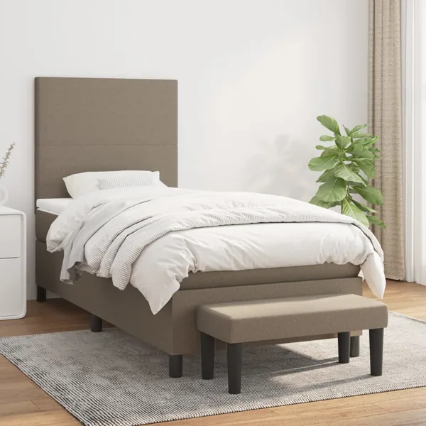 Sommier à lattes de lit avec matelas Taupe 90x190 cm Tissu