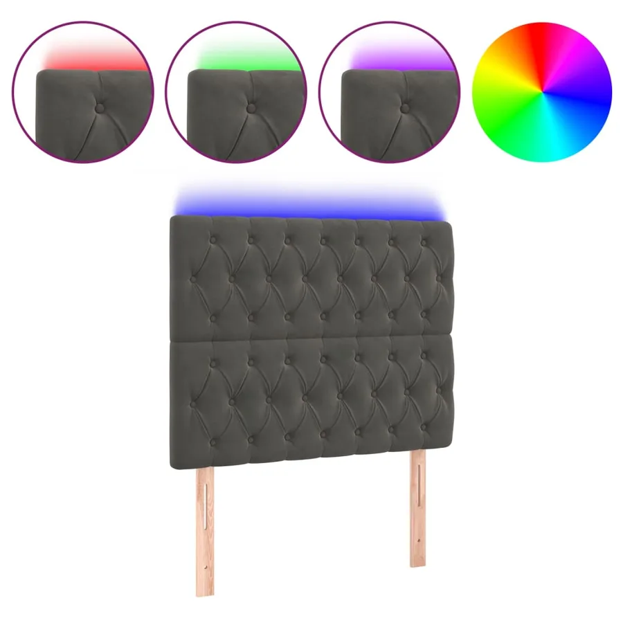 Tête de lit à LED Gris foncé 90x7x118/128 cm Velours - 2