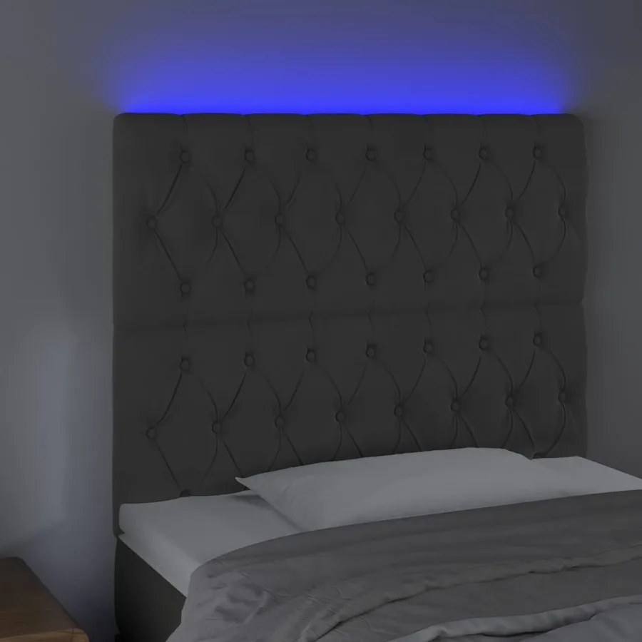 Tête de lit à LED Gris foncé 90x7x118/128 cm Velours - 3