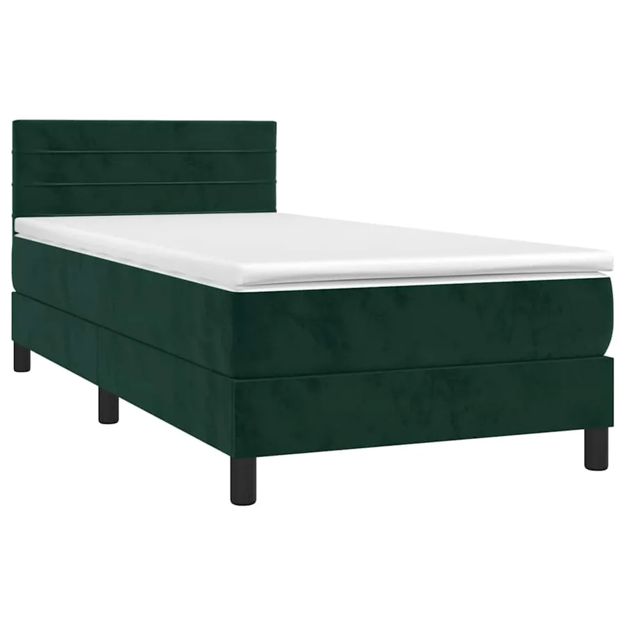 Sommier à lattes de lit avec matelas LED Vert foncé 100x200 cm - 3