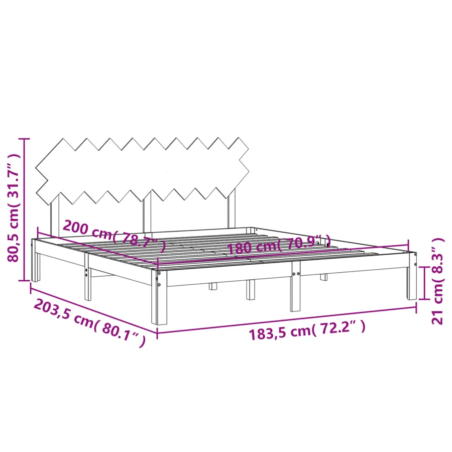 Cadre de lit sans matelas blanc bois massif de pin - 12