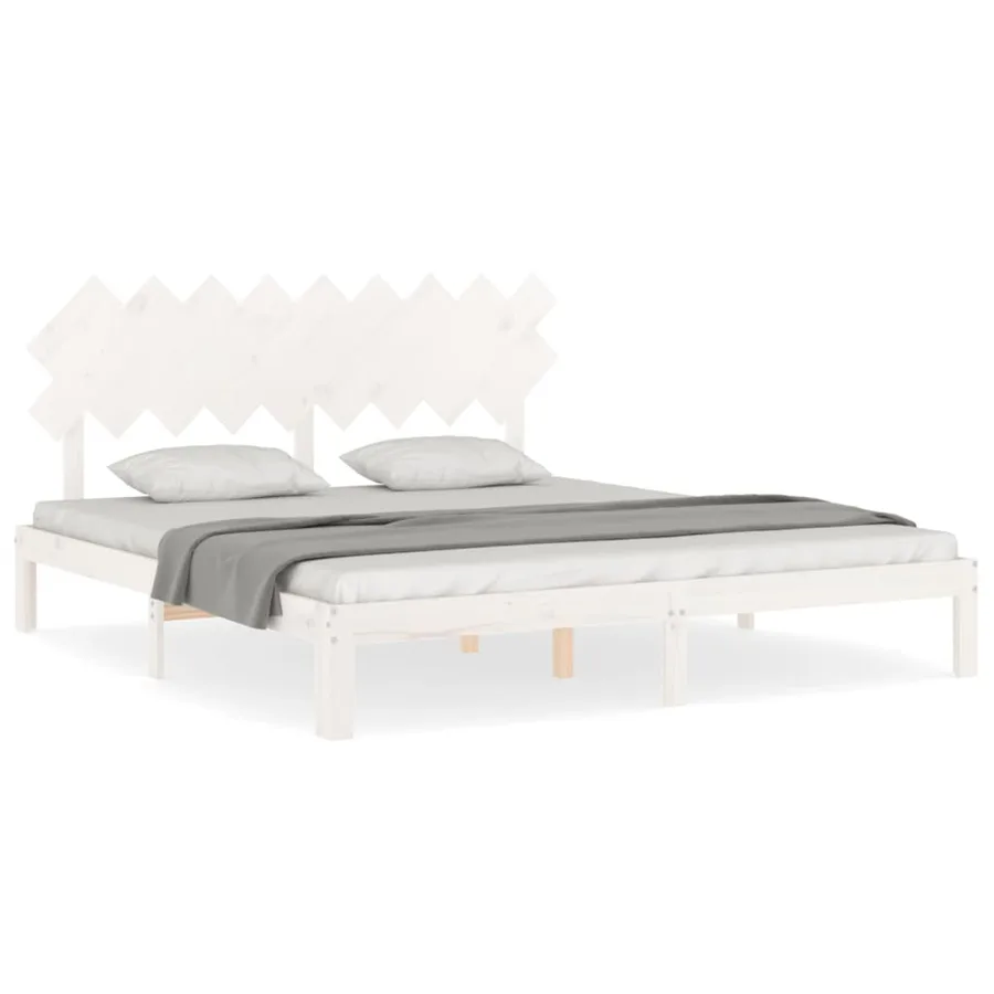 Cadre de lit sans matelas blanc bois massif de pin - 2