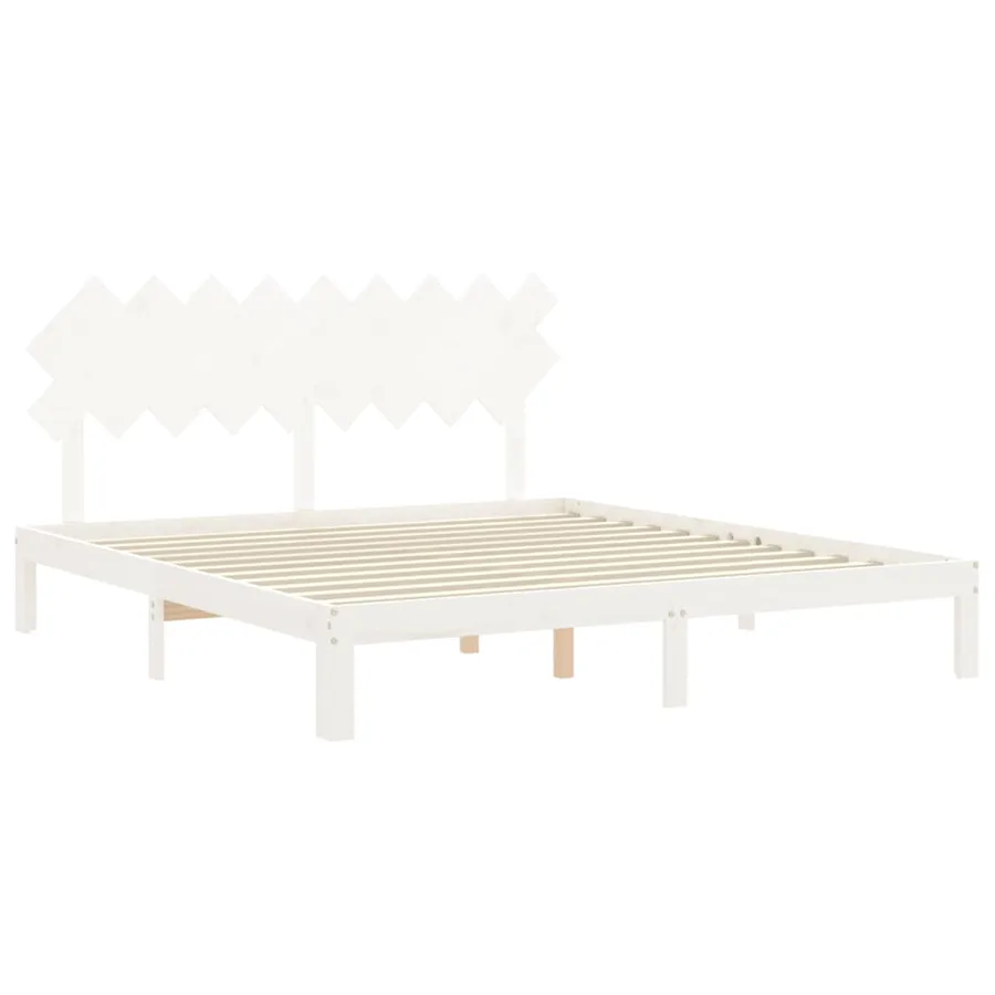 Cadre de lit sans matelas blanc bois massif de pin - 5