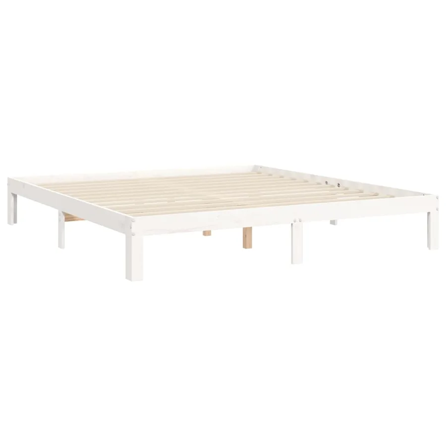 Cadre de lit sans matelas blanc bois massif de pin - 9