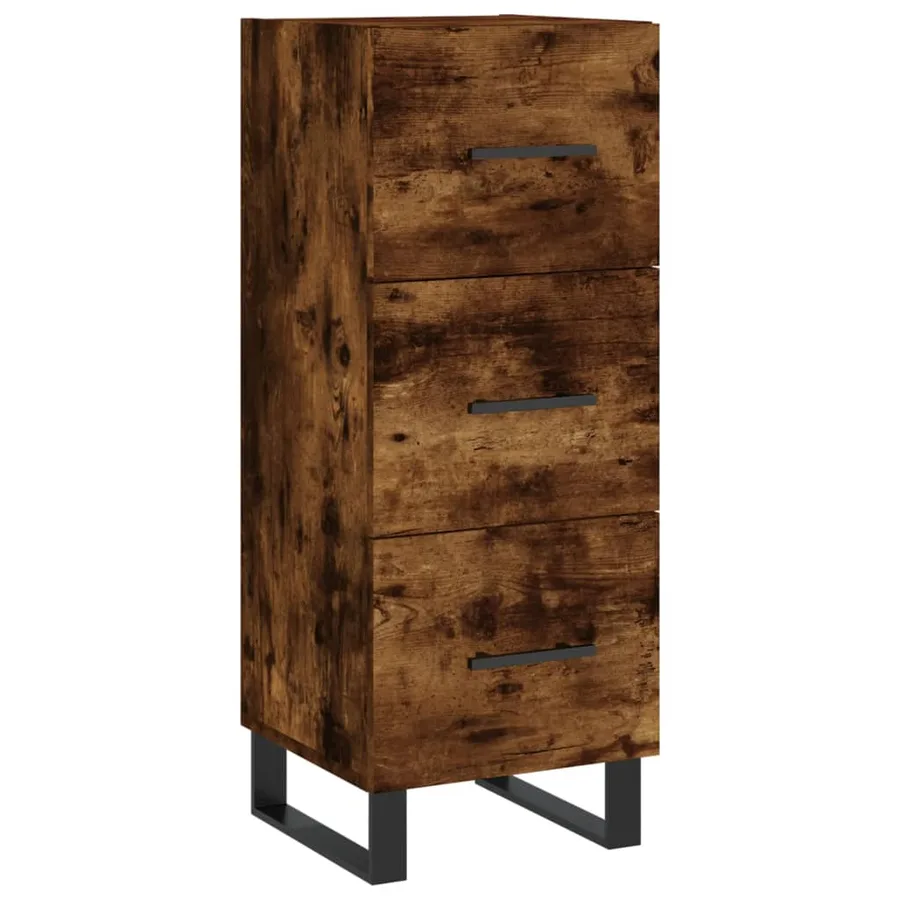 Buffet Chêne fumé 34,5x34x90 cm Bois d'ingénierie - 2