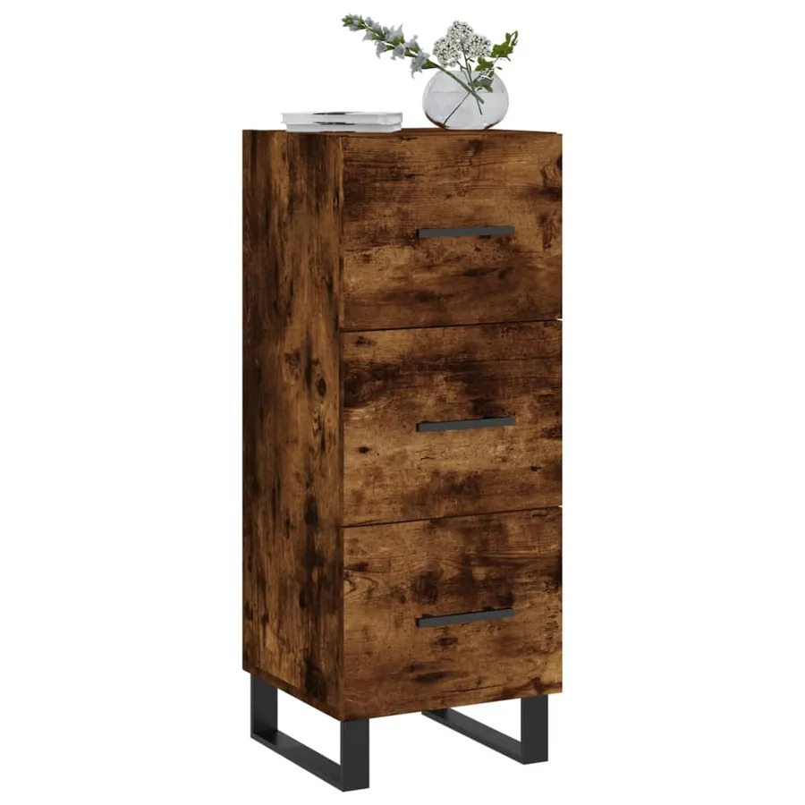 Buffet Chêne fumé 34,5x34x90 cm Bois d'ingénierie - 3