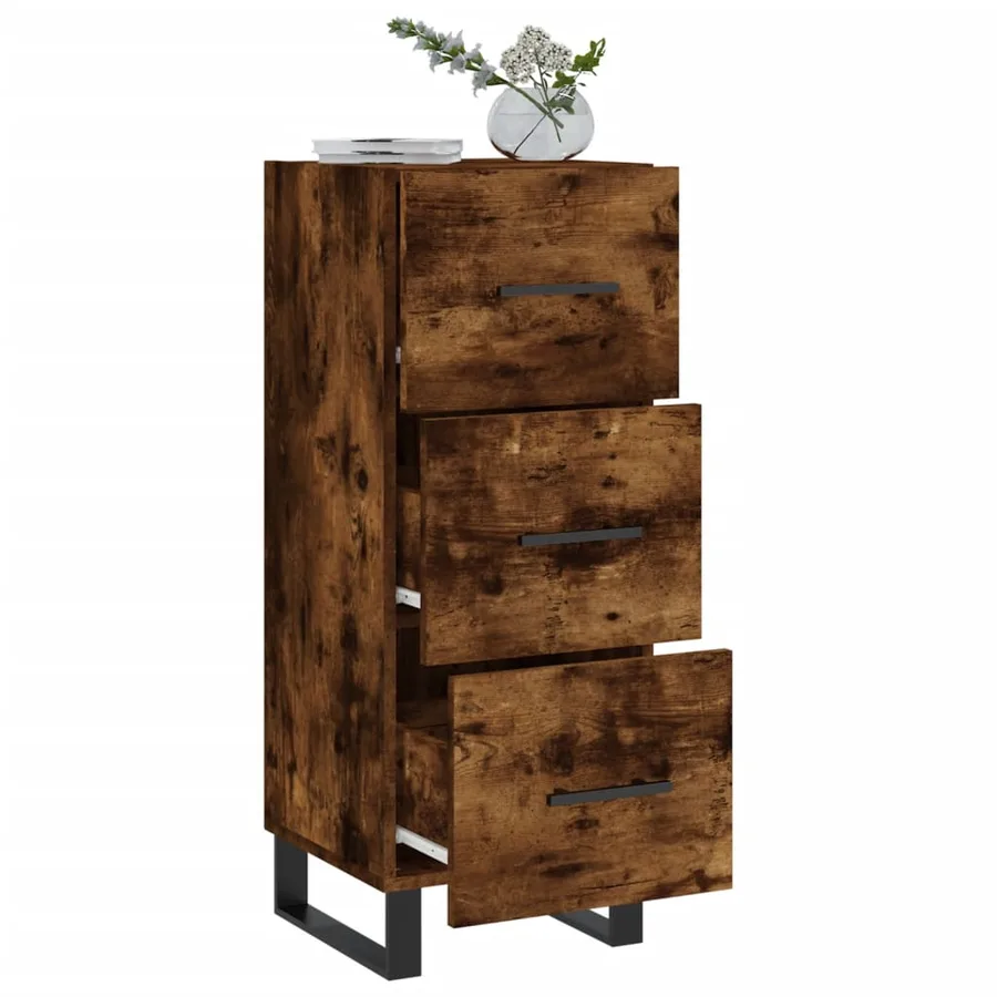 Buffet Chêne fumé 34,5x34x90 cm Bois d'ingénierie - 4