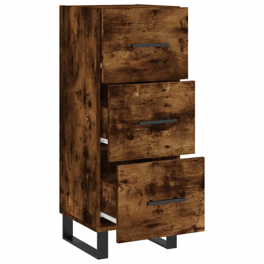 Buffet Chêne fumé 34,5x34x90 cm Bois d'ingénierie - 5
