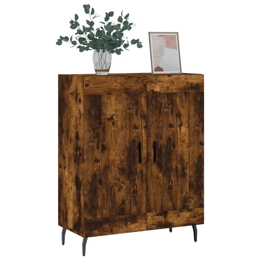 Buffet chêne fumé 69,5x34x90 cm bois d'ingénierie - 3