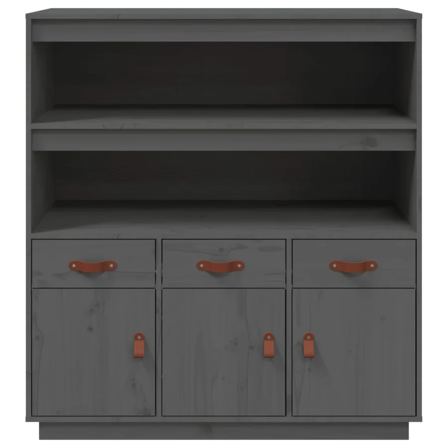 Buffet haut Gris 100x40x108,5 cm Bois massif de pin - 6