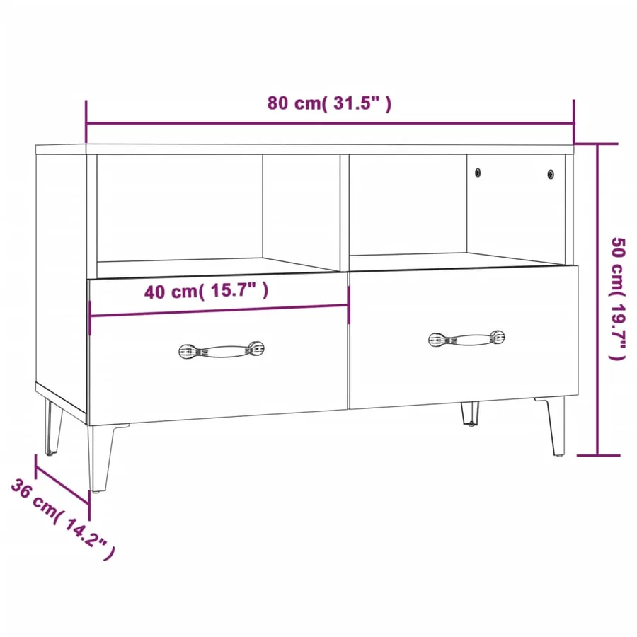 Meuble TV Chêne fumé 80x36x50 cm Bois d'ingénierie - 10