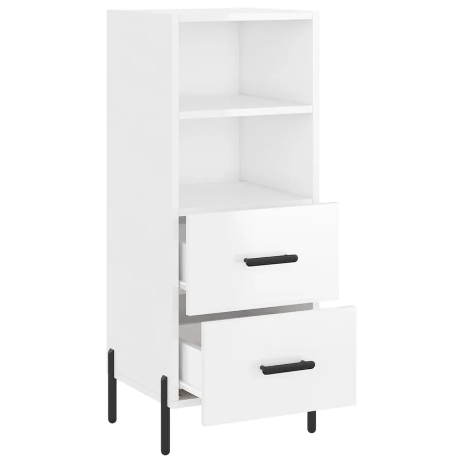 Buffet Blanc brillant 34,5x34x90 cm Bois d'ingénierie - 5
