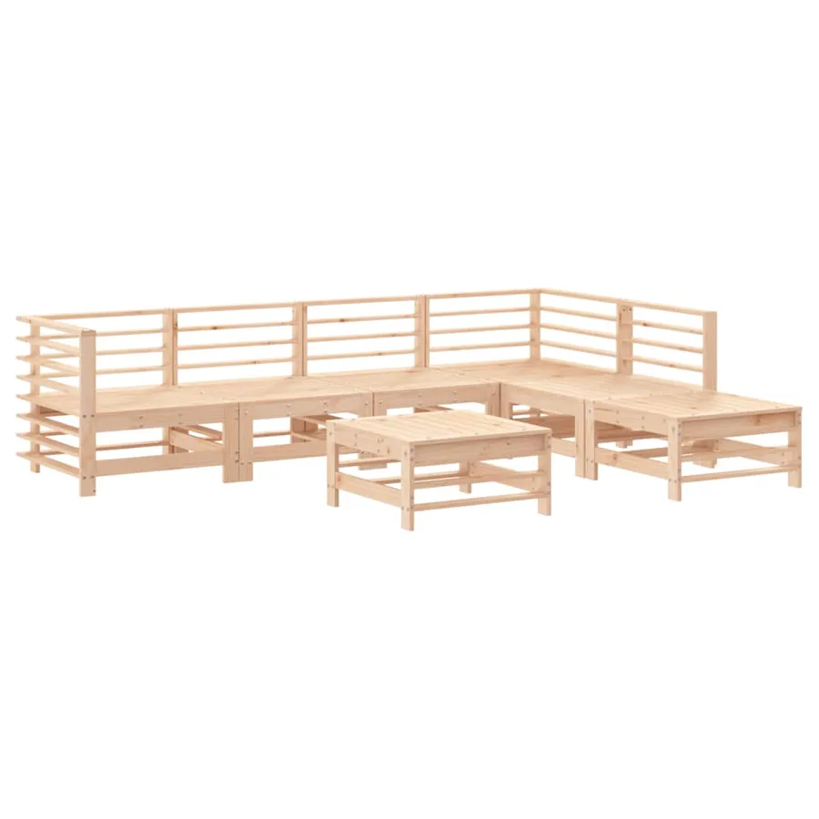 Salon de jardin 7 pcs avec coussins bois massif - 3