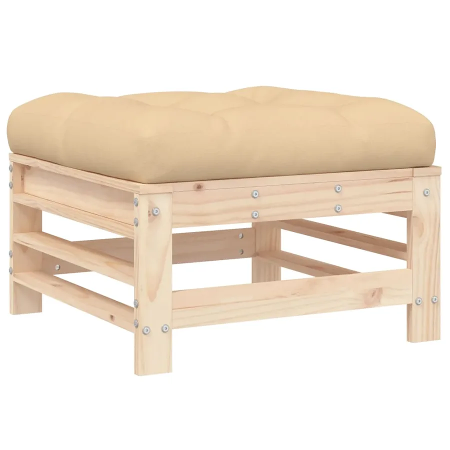 Salon de jardin 7 pcs avec coussins bois massif - 6