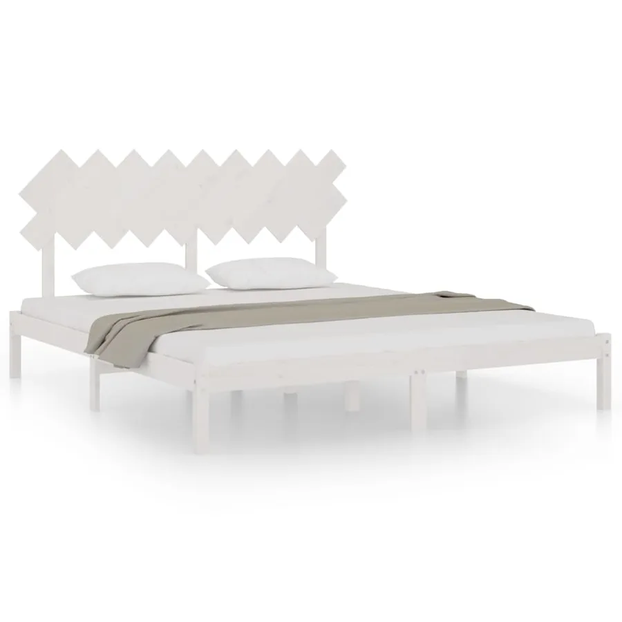 Cadre de lit sans matelas blanc 180x200 cm bois massif - 2