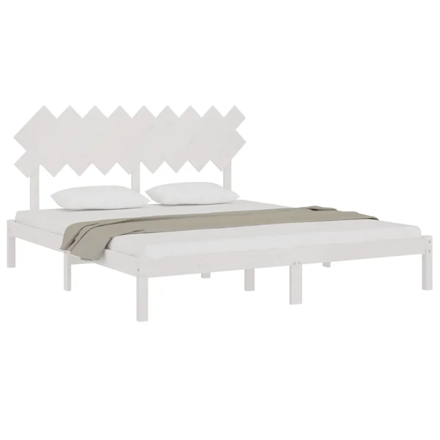 Cadre de lit sans matelas blanc 180x200 cm bois massif - 3