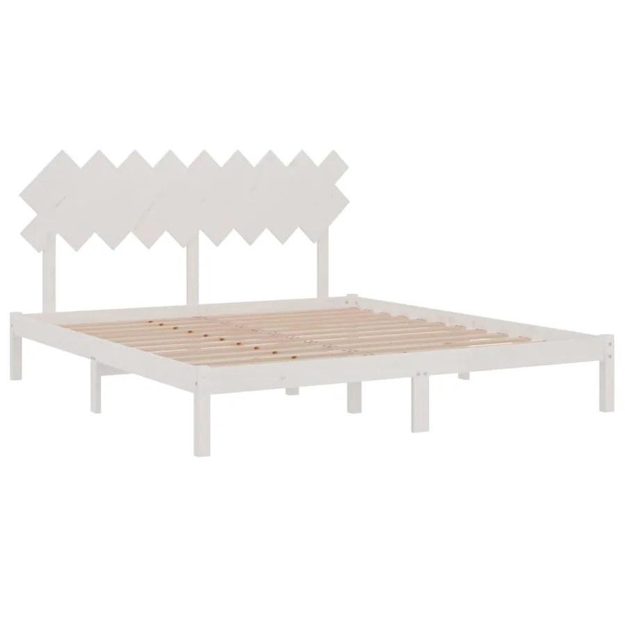 Cadre de lit sans matelas blanc 180x200 cm bois massif - 4