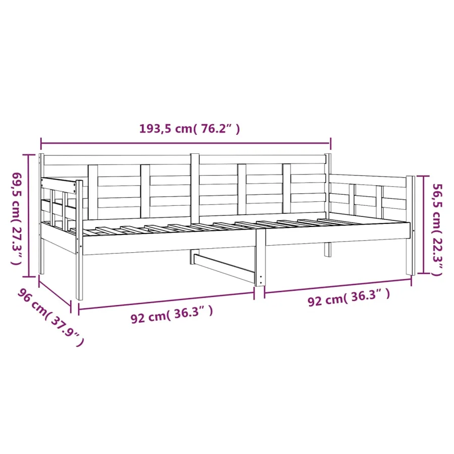 Lit de jour sans matelas bois de pin massif 90x190 cm - 11
